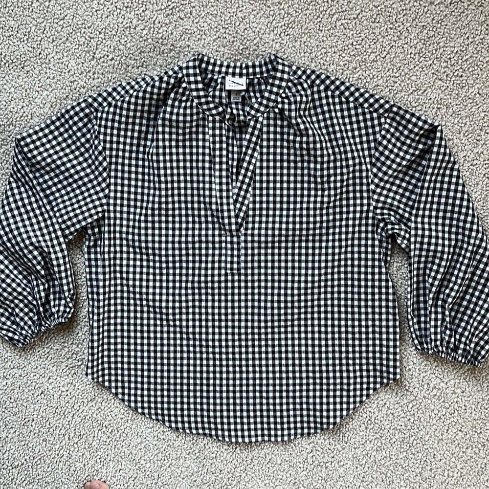 A NEW DAY Popover Top in Black/White Gingham NWT Small - Picture 2 of 13